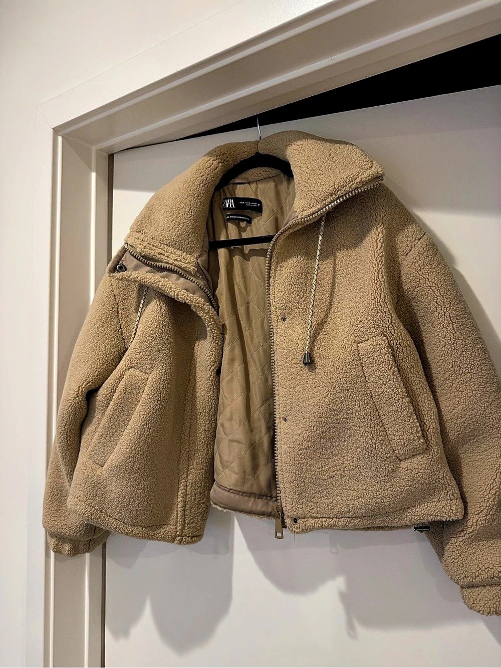 ZARA Teddy Fleece Jacket in Tan/Brown
